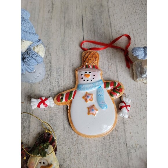 Snowman ornament gingerbread birdhouse ice skating Xmas set - Picture 5 of 10
